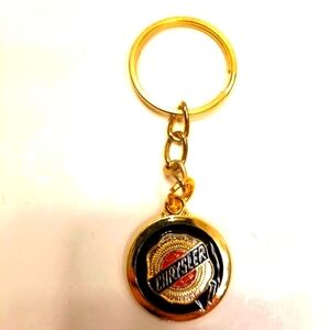 Vintage Keychain, Chrysler Crest Shield Medallion Gold Logo, Cirrus